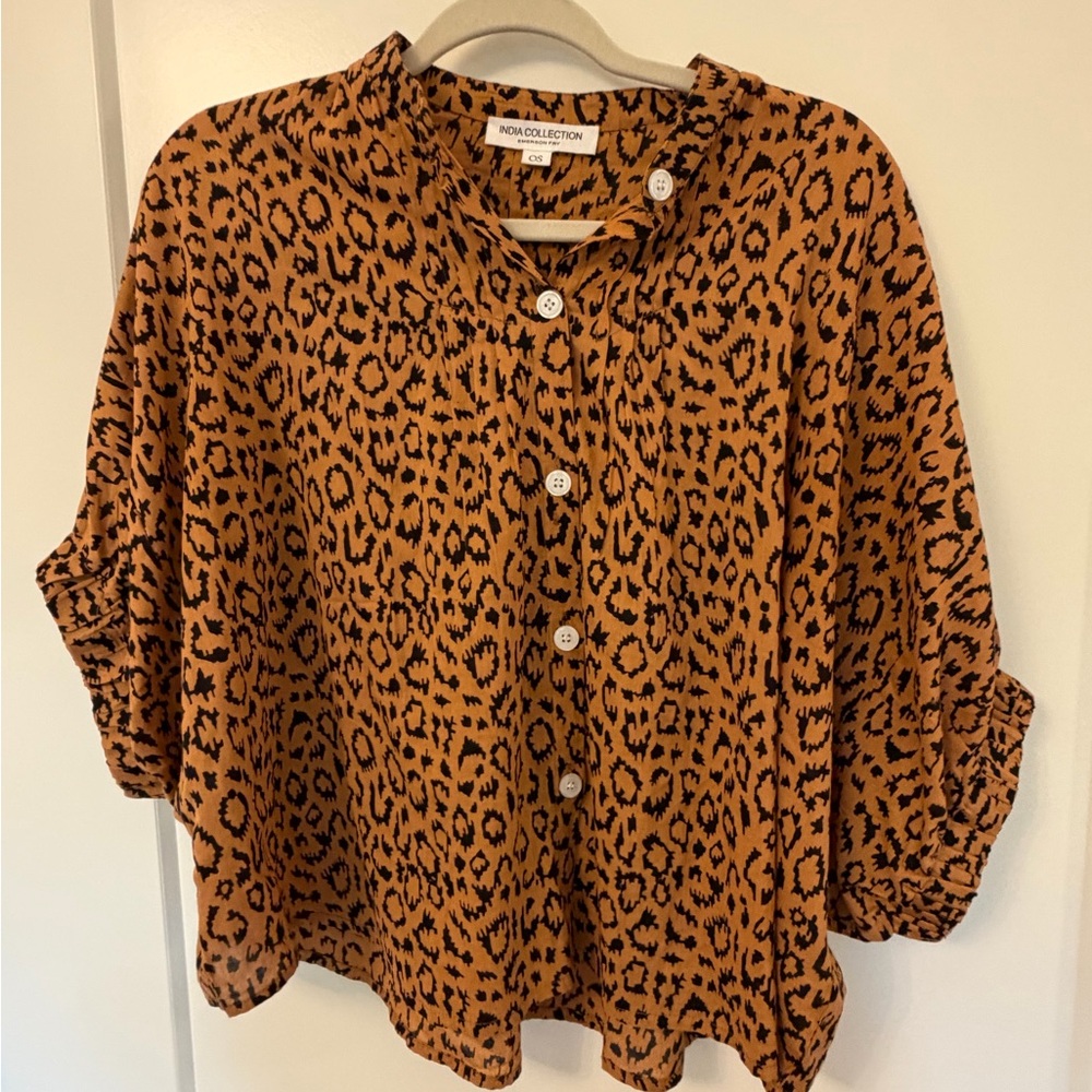 Emerson Fry Mandarin Collar Top in Vintage Leopard - Picture 5 of 7